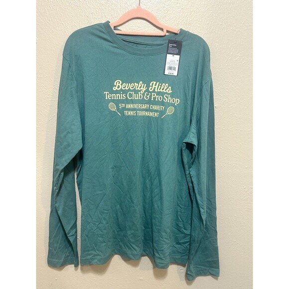 Beverly Hills Tennis Club T Shirt Mens Size M Long Sleeve Green Tournament - Picture 2 of 6